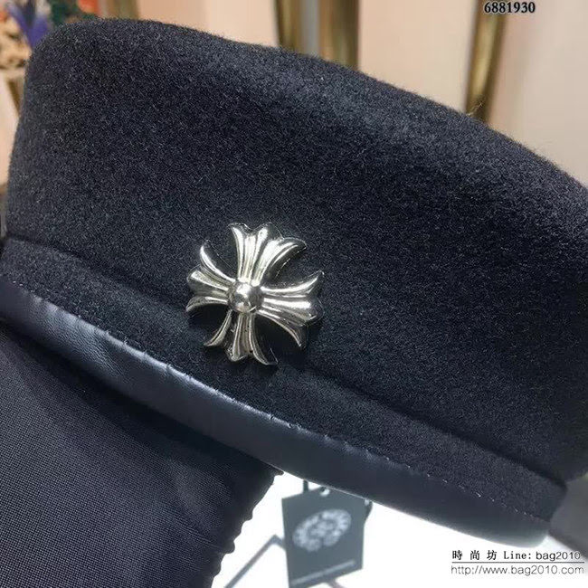 克羅心Chrome Hearts 經典羊毛貝蕾帽 6881930 LLWJ5819